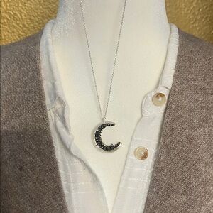 Silver Crescent Moon Pendant Necklace
